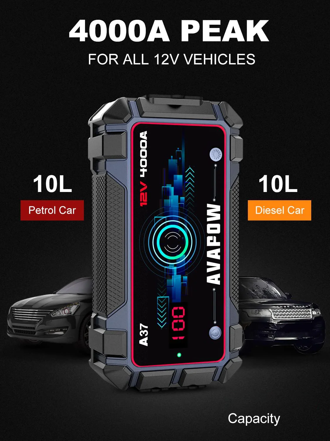 AVAPOW A07 Car Battery Jump Starter 1500A Peak Battery Capacity