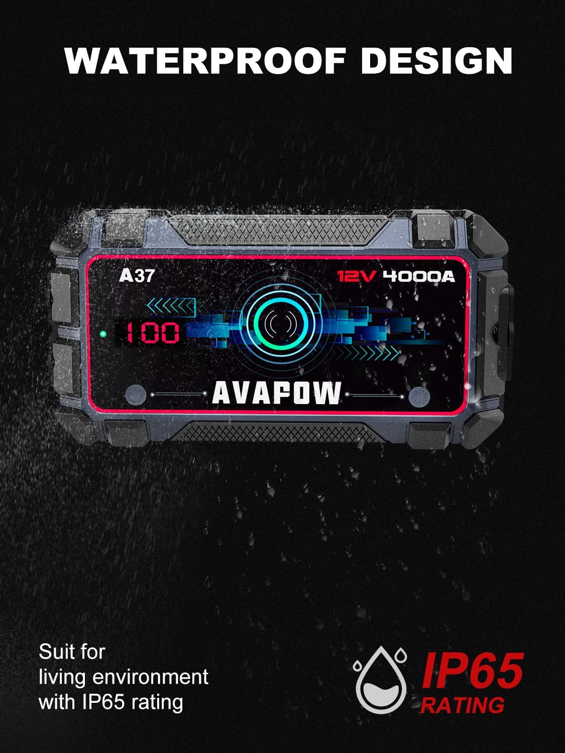 AVAPOW A37 Car Battery Jump Starter  4000A Peak Battery Capacity