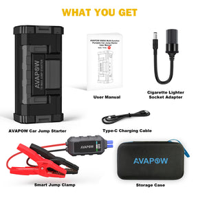 T8 Max AVAPOW 6000A Car Battery Jump Starter for All Gas or Upto 12L Diesel Powerful heavy duty Car Jump Starter