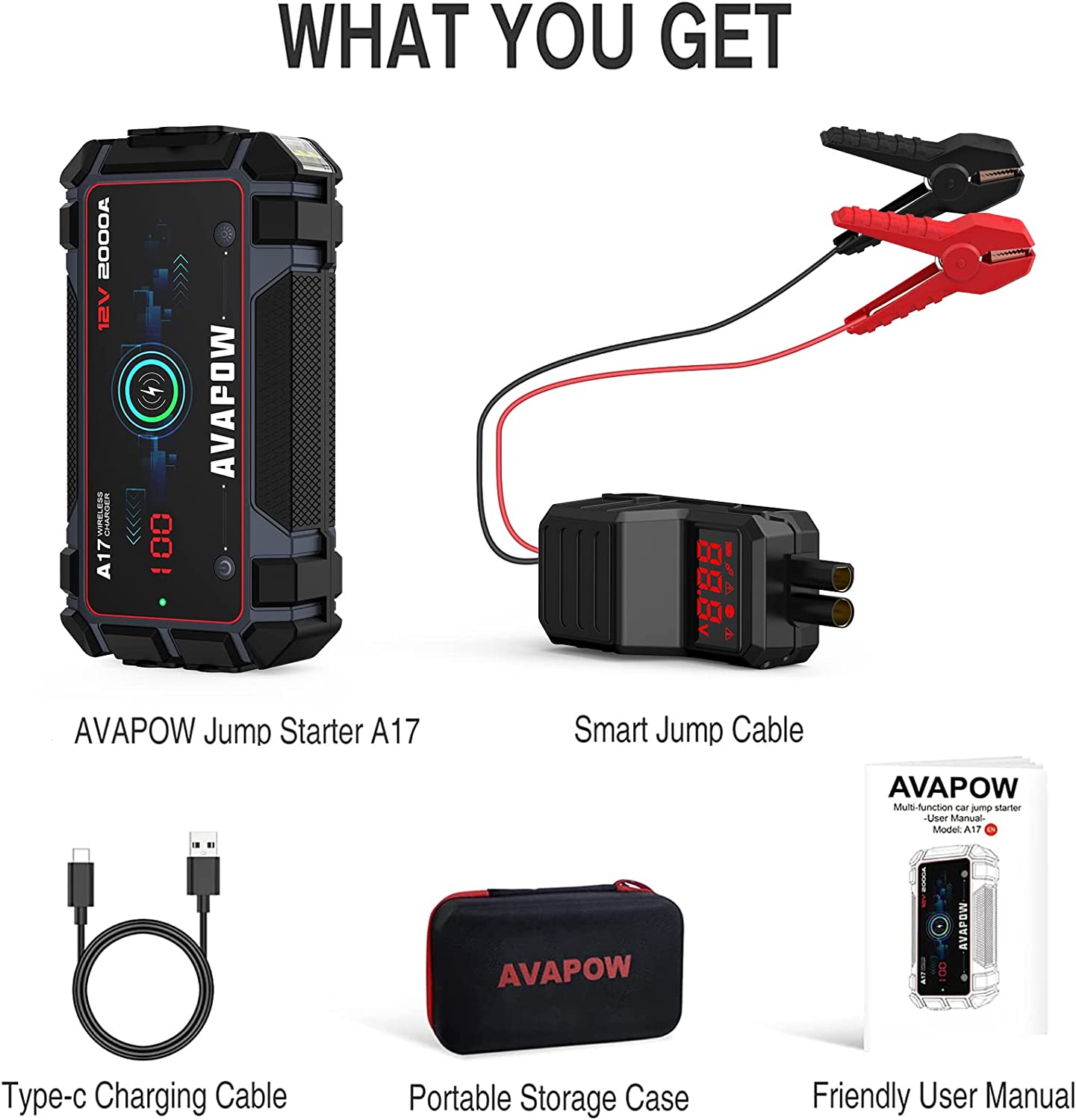  Car Jump Starter 3000A Peak Jump Boxes for Vehicles(12V 8L  Gas/6.5L Diesel Engine), Portable 20000mAh Power Bank, Equipped Fast  Charging Jump Starter Battery Pack : Automotive